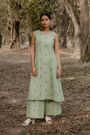 Olive Green Cotton Sleeveless Kurta Set (set of 2)