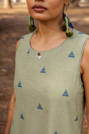 Olive Green Cotton Sleeveless Kurta Set (set of 2)