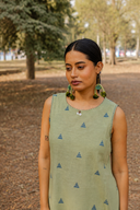 Olive Green Cotton Sleeveless Kurta Set (set of 2)