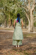 Olive Green Cotton Sleeveless Kurta Set (set of 2)