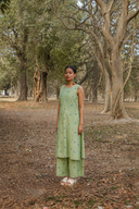 Olive Green Cotton Sleeveless Kurta Set (set of 2)