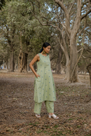 Olive Green Cotton Sleeveless Kurta Set (set of 2)