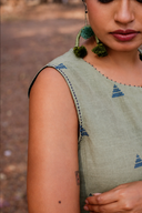 Olive Green Cotton Sleeveless Kurta Set (set of 2)