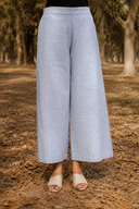 Blue Striped Cotton Pleated Kurta Set (Set of 2)