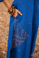 Blue Geometric Hand Embroidered Handloom Cotton Dress