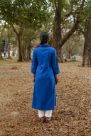 Blue Geometric Hand Embroidered Handloom Cotton Kurta Set (set of 2)