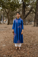 Blue Geometric Hand Embroidered Handloom Cotton Kurta Set (set of 2)