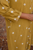 Mustard Cotton Front Open Shirt Collar Kurta Set (set of 2)