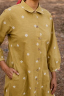 Mustard Cotton Front Open Shirt Collar Kurta Set (set of 2)