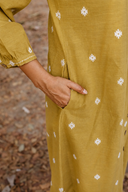 Mustard Cotton Front Open Shirt Collar Kurta Set (set of 2)