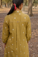Mustard Cotton Front Open Shirt Collar Kurta Set (set of 2)