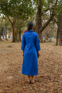 Blue Geometric Hand Embroidered Handloom Cotton Dress