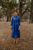 Blue Geometric Hand Embroidered Handloom Cotton Dress