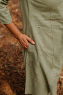 Sage Green Hand Embroidered Cotton Kurta Set (set of 2)