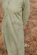 Sage Green Hand Embroidered Cotton Kurta Set (set of 2)