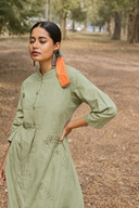Sage Green Hand Embroidered Cotton Kurta Set (set of 2)
