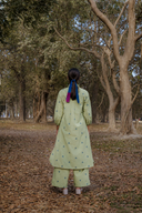 Olive Green Cotton Front Open Shirt Collar Kurta Set (set of 2)