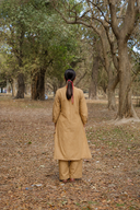 Mud Brown Hand Embroidered Cotton Kurta Set (set of 2)
