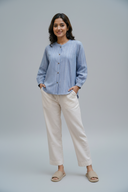 Grey Handloom Cotton Shirt Top