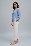 Grey Handloom Cotton Shirt Top