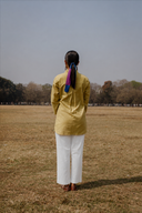 Yellow Hand Embroidered Cotton Shirt