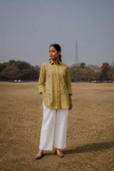 Yellow Hand Embroidered Cotton Shirt