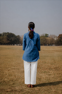 Blue Hand Embroidered Cotton Shirt
