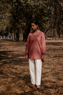 Dusty Pink Hand Embroidered Cotton Top