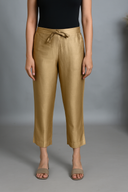 Gold Silk Slub Flared Pants