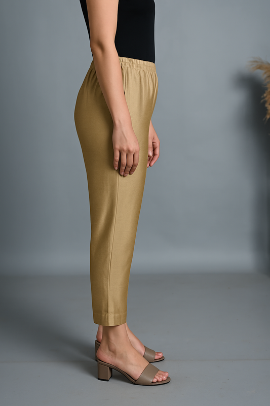 Gold Silk Slub Pants