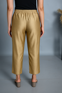 Gold Silk Slub Flared Pants
