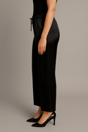 Black Silk Slub Flared Pants