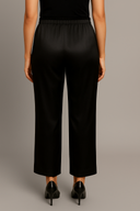 Black Silk Slub Flared Pants