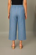 Blue Checks Handloom Cotton Flared Pants