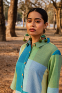 Lime Checks Handloom Cotton Shirt