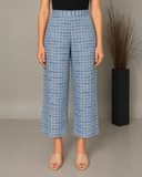 Blue Checks Handloom Cotton Flared Pants