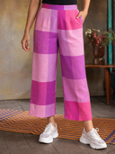 Pink-White Checks Handloom Cotton Pants