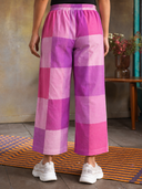 Pink-White Checks Handloom Cotton Pants
