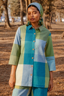 Lime Checks Handloom Cotton Co-ord Set (set of 2)