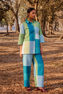 Lime Checks Handloom Cotton Co-ord Set (set of 2)