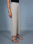 Grey Silk Blend Flared Pants