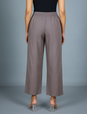 Brown Silk Blend Flared Pants