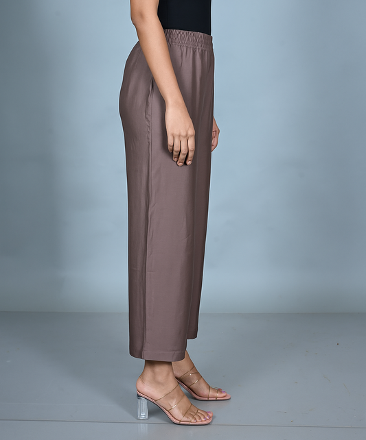 Mud Brown Silk Blend Pants