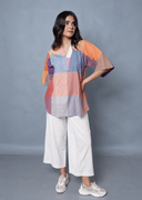 Red-White-Grey Checks Handloom Cotton Antifit Top