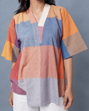Red-White-Grey Checks Handloom Cotton Antifit Top