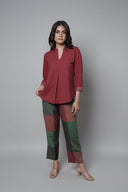 Red Handloom Cotton Co-ord Set (set of 2)