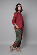 Red Handloom Cotton Co-ord Set (set of 2)