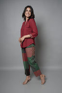 Red Handloom Cotton Co-ord Set (set of 2)