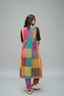 Mustard Multicolour Checks Handloom Cotton Long Overlay