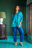 Teal Tassar Silk Chandni Tunic